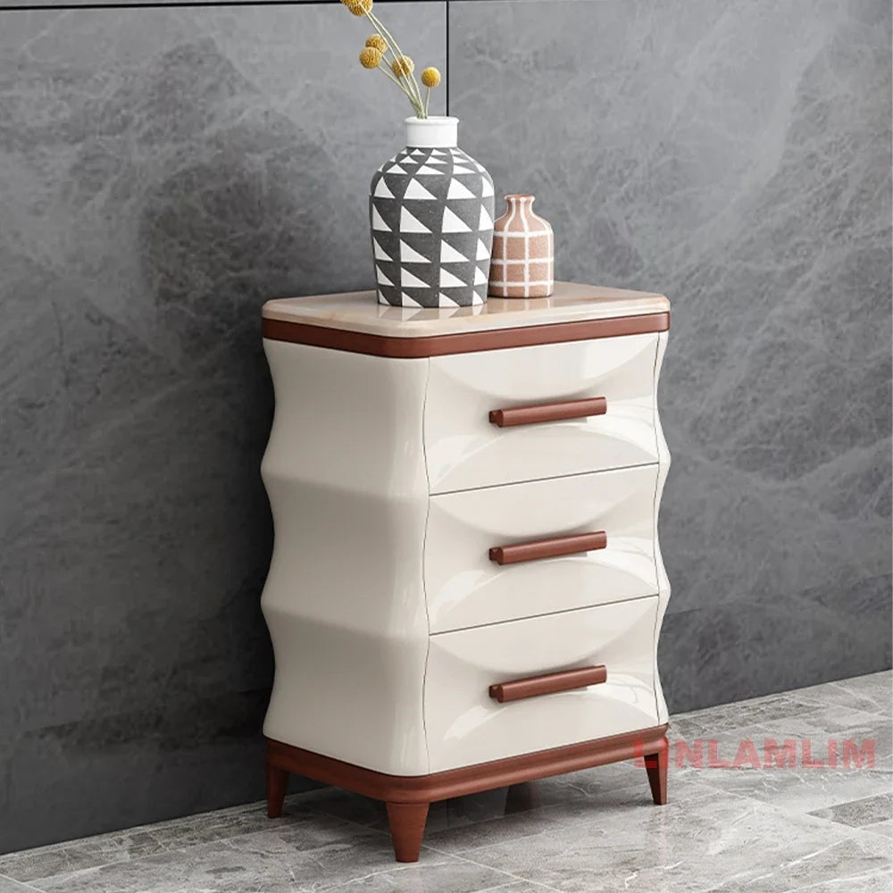 Linlamlim Modern Luxury Living Room Furniture - Coffee Table, TV Stand, and Side Cabinets with Marble Finish and Wooden Accents