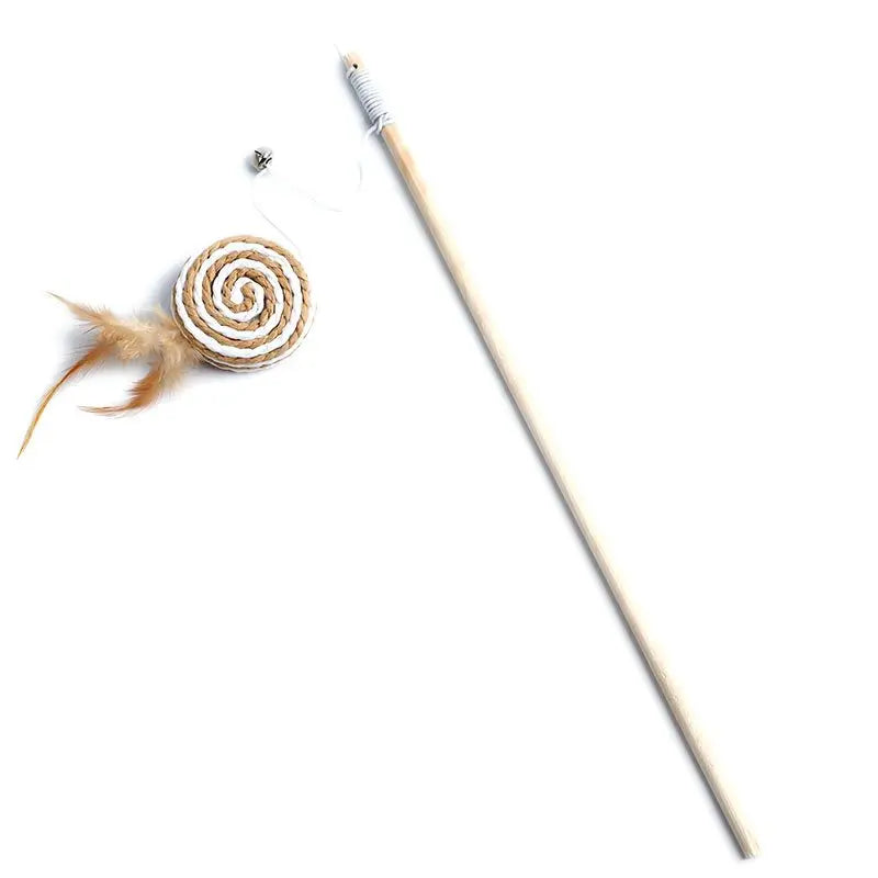 Interactive Cat Toy Kitten Funny Colorful Rod Cat Wand Toys Wood Pet Cat Toys Interactive Stick Pet Cat Supplies Stick Playing