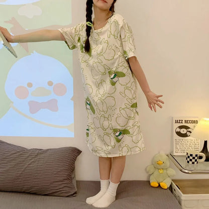 Maternity Clothings Nursing Dresses Breastfeeding Sleepwear Pattern Printing Cheerful and Lively Girl Feeling for Pregnant Women