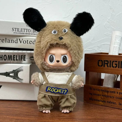 Cute Labubu Doll Costume 17 Cm Labubu Clothes Rubber-Coated Figurines Overalls Baby Dresses Summer Labubu Outfits Holiday Gift