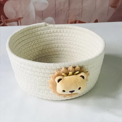 Hand Woven Cartoon Animals Storage Basket Kids Toys Desktop Organizer Sundries Storage Box Laundry Baskets storage box