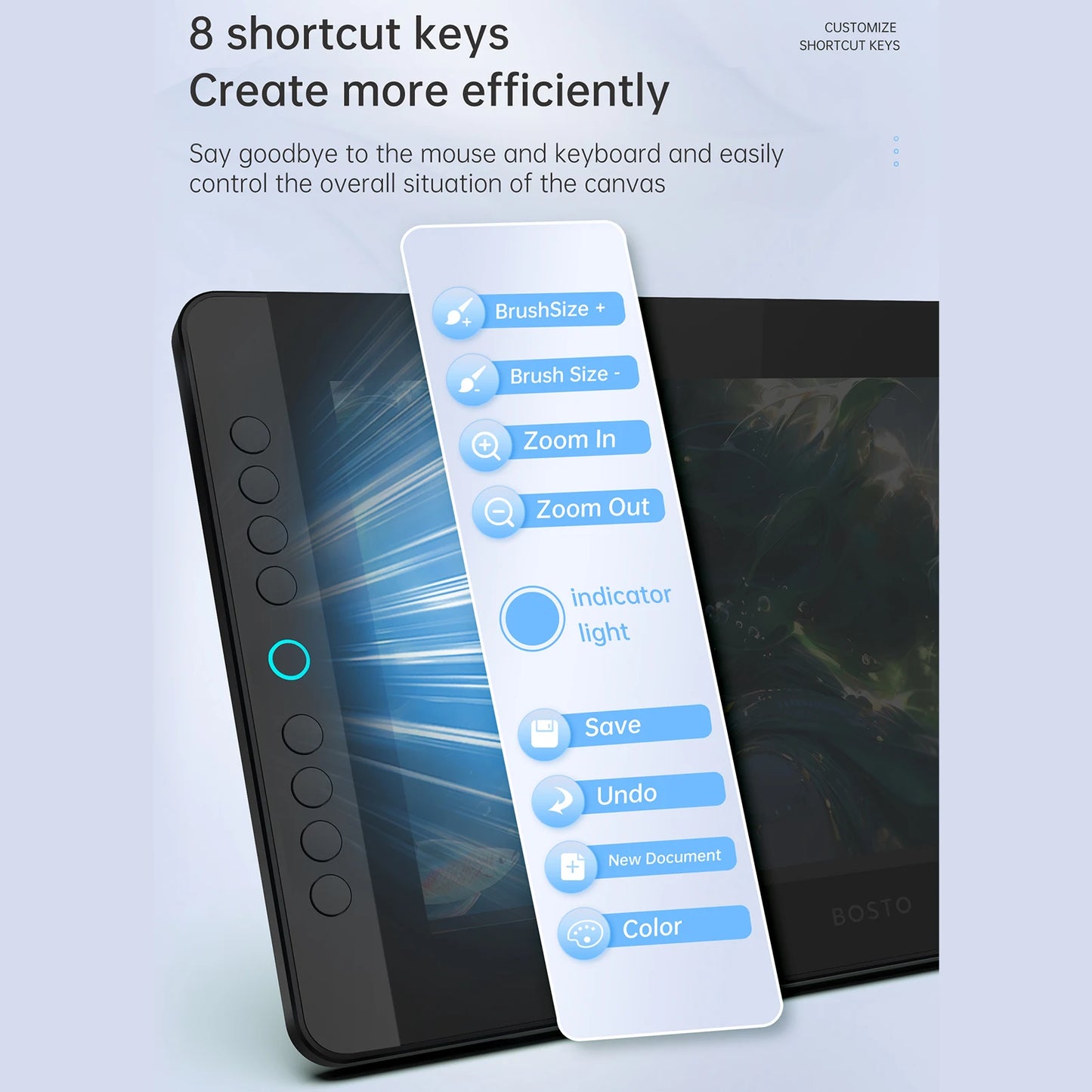 BOSTO BT-13HDK Portable Graphics Drawing Tablet 13.3 Inch H-IPS LED Screen Display Anti-glare Digital Art Drawing Pad