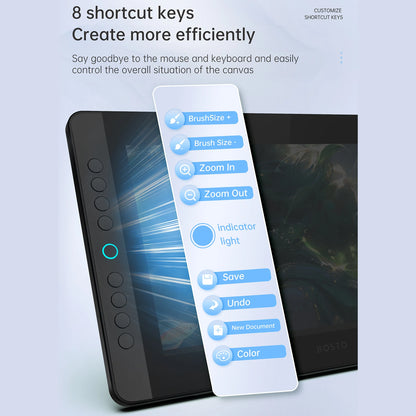 BOSTO BT-13HDK Portable Graphics Drawing Tablet 13.3 Inch H-IPS LED Screen Display Anti-glare Digital Art Drawing Pad