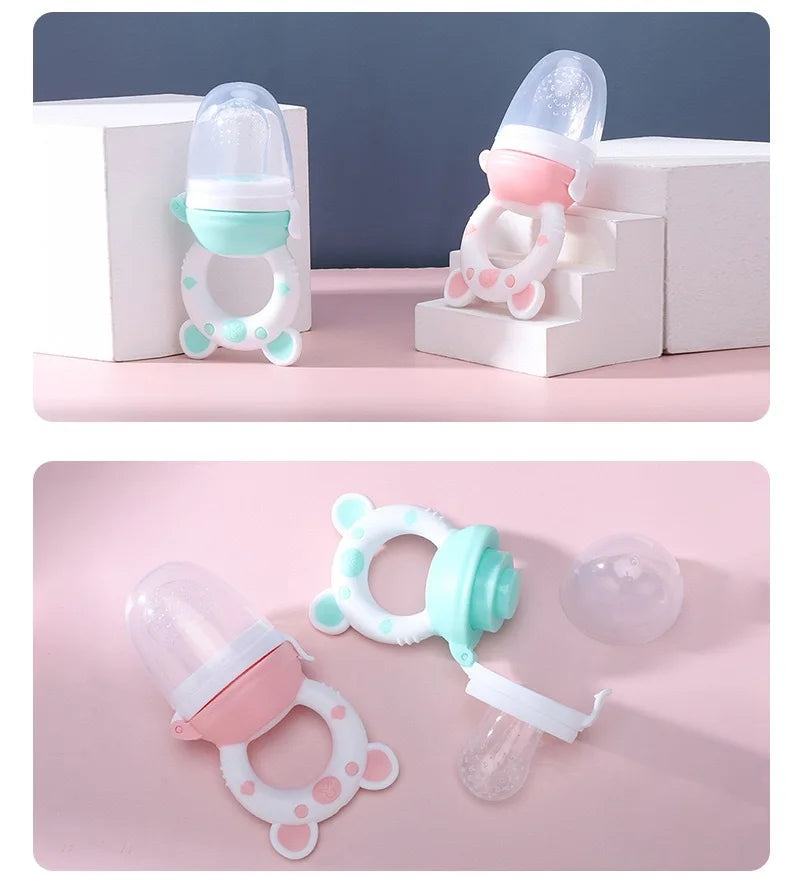 Baby Food Feeding Spoon Juice Extractor Pacifier cup Molars Baby feeding bottle Silicone Gum Fruit Vegetable Bite Eat Auxiliary