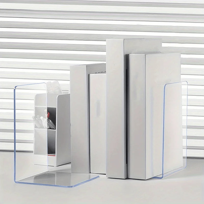 1/2pcs Clear Acrylic Bookends, Durable Transparent Bookshelf Partition Plates, for Office, School, and Home Organization