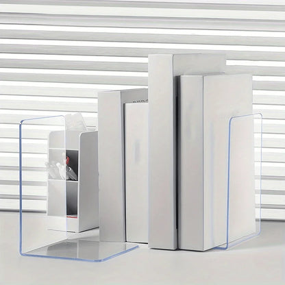1/2pcs Clear Acrylic Bookends, Durable Transparent Bookshelf Partition Plates, for Office, School, and Home Organization