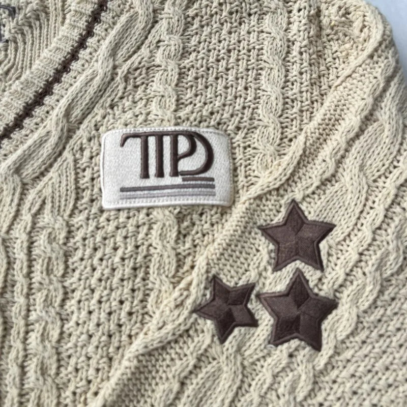 Butterfly Knitted Cardigan Women Dark Green Cardigans with Embroidery Winter Letter Patch Oversized Sweaters Tops Folklore Girl