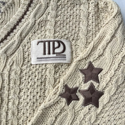 Butterfly Knitted Cardigan Women Dark Green Cardigans with Embroidery Winter Letter Patch Oversized Sweaters Tops Folklore Girl