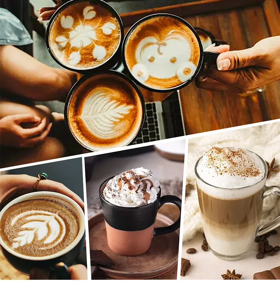 Electric Milk Frother Milk Blender Handheld Drink Mixer with Steel Stand Foam Maker Whisk Mini Blenders for Coffee Hot Chocolate