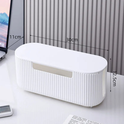 Creative Simple Wire Box Bamboo Wood Cover Cable Management Box Plug Board Storage Box Power Cord Charger Storage