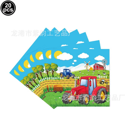 Farm Green Tractor Supplies Tractor Balloons Banner Hanging Swirl Cupcake Toppers Tractor Farm Themed Birthday Party Decorations