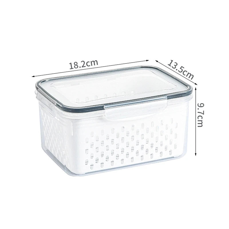 3Pack Fridge Food Storage Container Set with Lids with Strainer Kitchen Storage Boxes Fruit Vegetable  Organizer