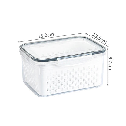 3Pack Fridge Food Storage Container Set with Lids with Strainer Kitchen Storage Boxes Fruit Vegetable  Organizer