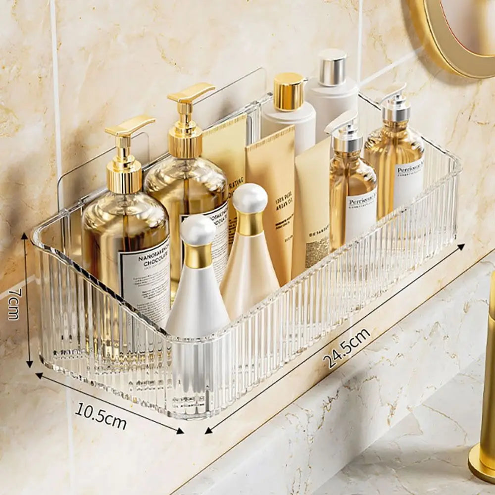 1Pcs Toilet Accessories Bathroom Shelves Corner Wall Mounted Kitchen Storage Holder Plastic No Hole Required