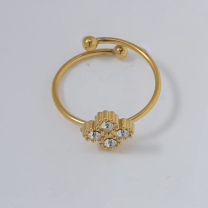 316L Stainless Steel Zircon Splicing Golden Flowers Necklace Earrings Women Girl Set New Trend Non-fading Jewelry Suit