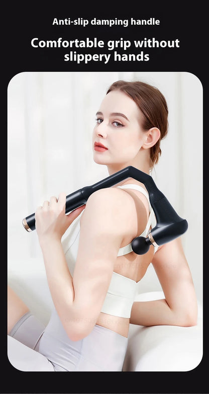 Fascia Gun Portable Massage Gun Deep Tissue With Extended Handle U-Shaped Back Massager Body Massager for Neck Shoulder Back Leg