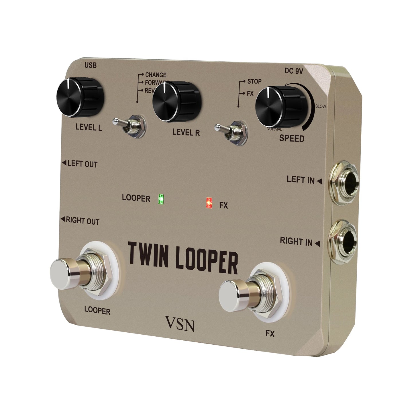 VSN Looper Pedal, Stereo Guitar Loop Pedals  Loop Station Multi-function 11 Types of Play with 10 Minutes Loop Time True Bypass