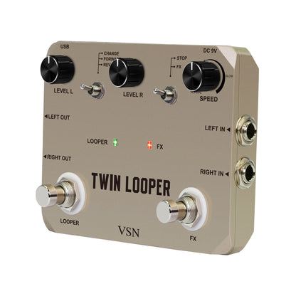 VSN Looper Pedal, Stereo Guitar Loop Pedals  Loop Station Multi-function 11 Types of Play with 10 Minutes Loop Time True Bypass