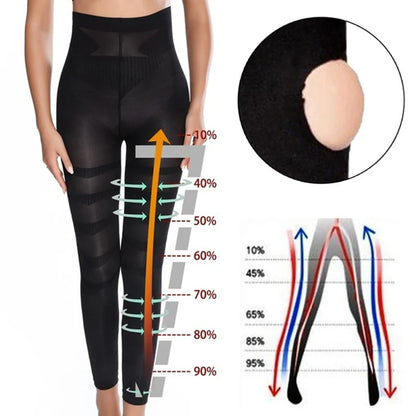 High Waist Leggings Women Sculpting Firm Control Leg Tummy Flat Skinny Slimming Tights Thigh Slimmer Footless Pants Stretchy