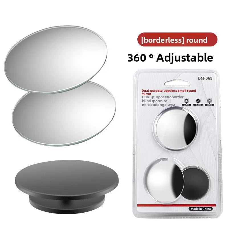 Car Rearview Mirror Car Blind Spot Mirror 360° Car Reversing Assist Mirror Glass Bezel-less Fan-shaped Small Round Mirror