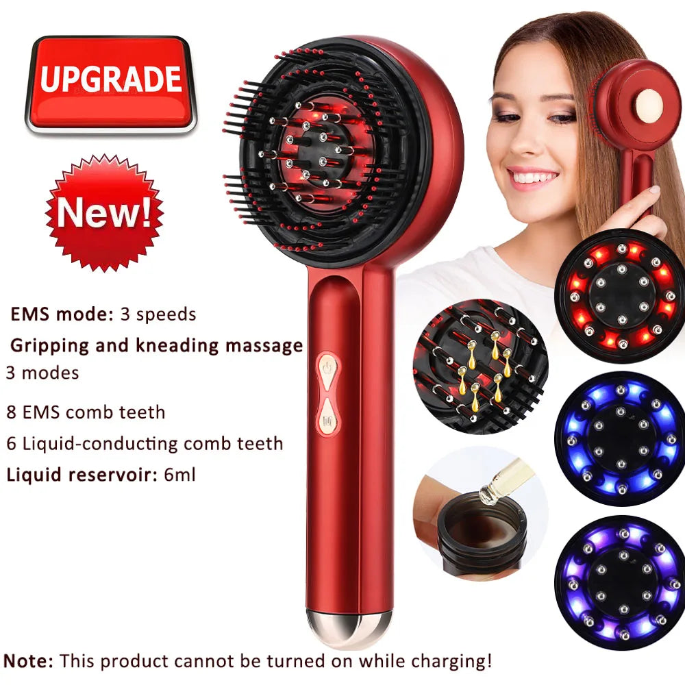 Electric Hair Regrowth Brush with Infrared Light Machine Acupoint Scalp Massage Anti-Hair Loss Exercise Hair Scrubber Combs