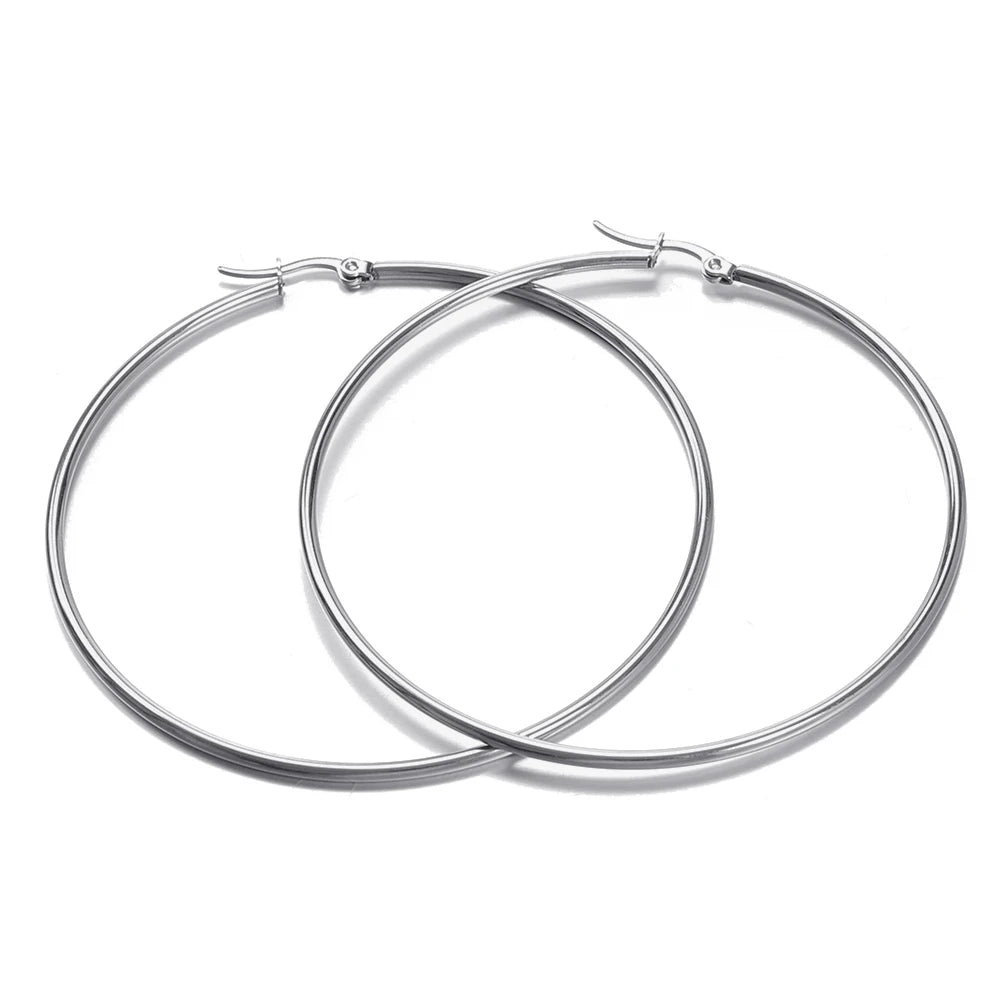 10pcs Open Earrings Circle Stainless Steel Earring Hooks 20-40mm Loop Base Ear Ring