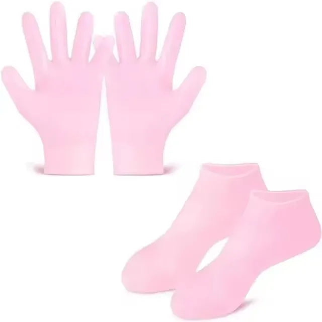 Silicone Skin Care 3-Piece Set - Reusable Moisturizing Mask Set, Gloves, Socks - For Face, Hands and Feet Dry, Cracked Skin, Set