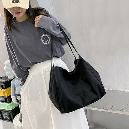 Casual Large Capacity Canvas Shopper Totes High Quality Eco Reusable Grocery Handbag For Women Travel Shoulder Bags Daily Pouch
