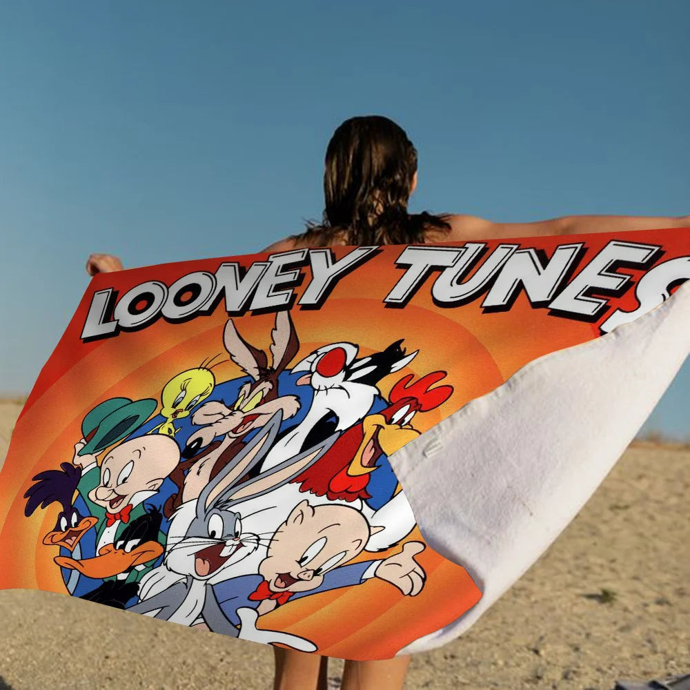 L-Looney-Tunes Beach Towel Cartoon Cute Summer Kids Large Bath Pool Beach Towel Microfiber Absorbent For Swimming Travel