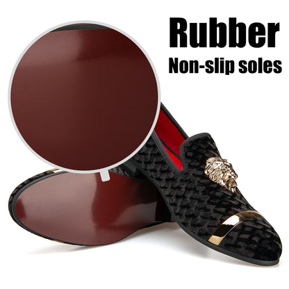 Luxury Brand Loafers Diamond Velvet Men Dress Wedding Shoes Rivets Casual Flats Designer Sneakers