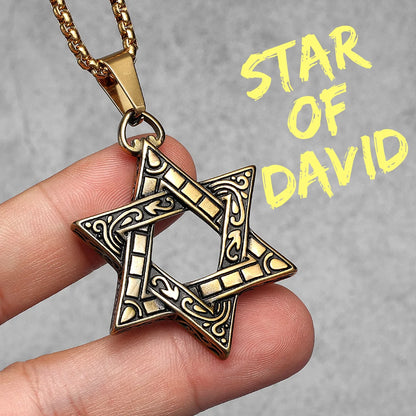 Salomon Masonic Star of David Stainless Steel Men Necklaces Pendant Chain Punk New in For Women Fashion Jewelry Gifts Wholesale