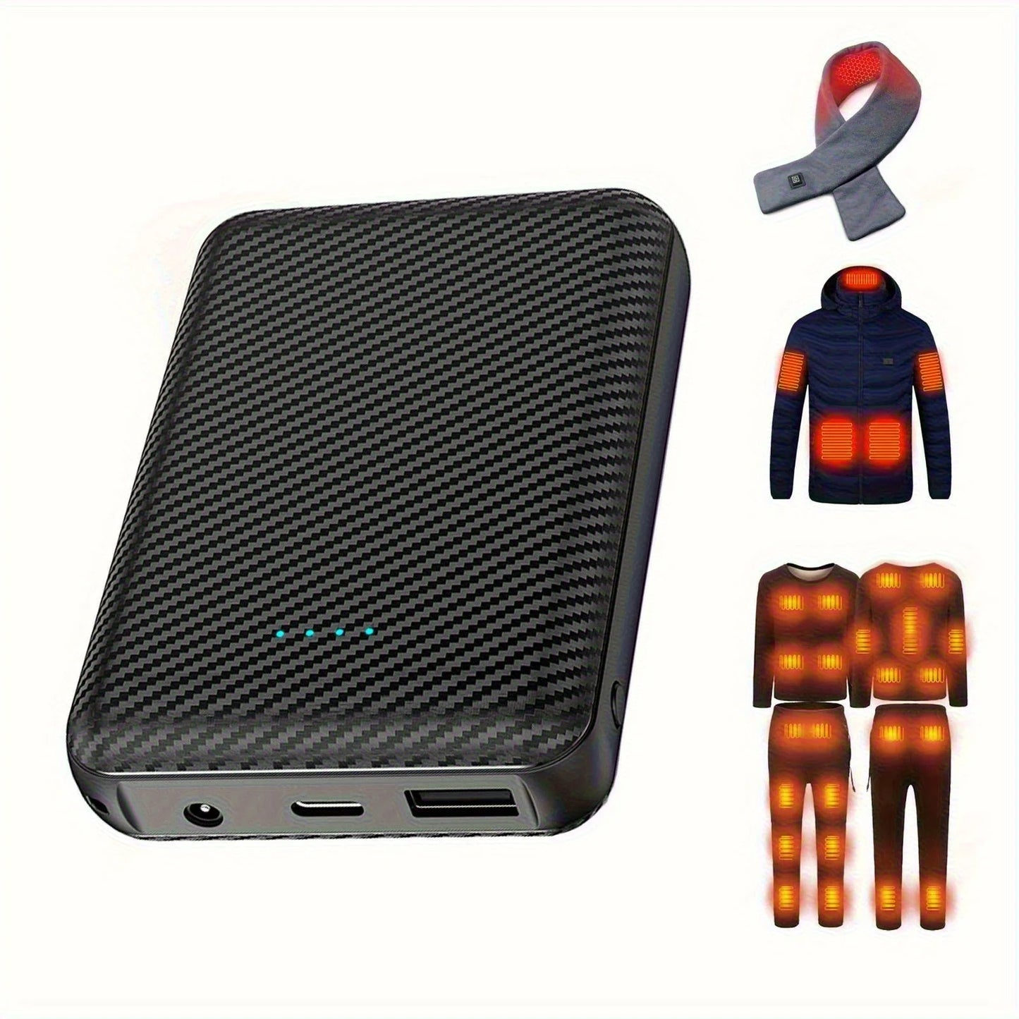 Power Bank 5V 10000mAh Portabl Charging Power Supply Phone External Battery for Heated Jacket Vest Underwear Heated Clothing