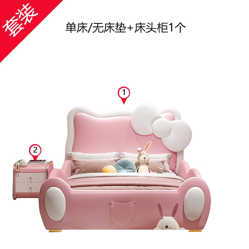 150X200cm Modern Childrens cartoon girl princ ess bed pink queen size bed frame full  double bed complete bedroom furniture