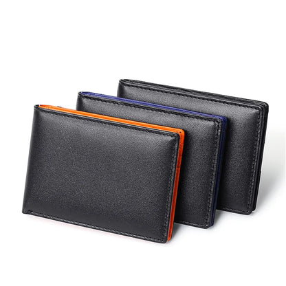 RFID Fashion Blocking Mini Men's Genuine Leather Wallet Slim Business Credit Card ID Holder Man Anti Theft Ultra Thin Purse Male