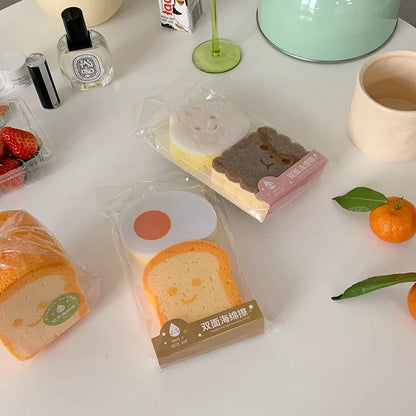 Cute Magic Sponge Kitchen Cleaning Tools Gadgets Dishwashing Sponges Egg Toast  Kawaii Items  Bathroom Dishwasher