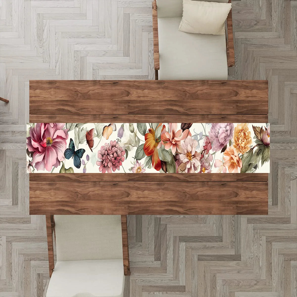 Blue Tulip Table Runner for Dining Table Kitchen Decor Anti-stain Dining Table Tablecloth Rectangular Dining Table Runner