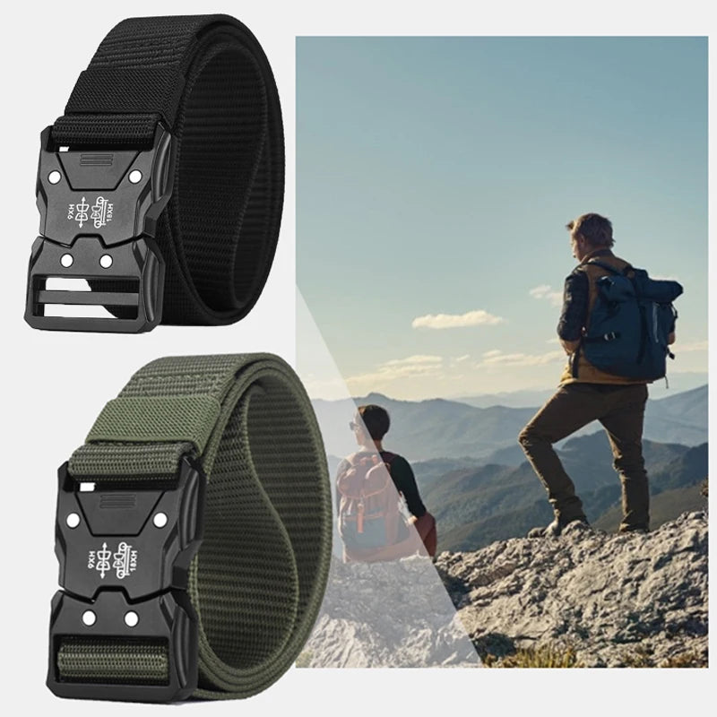 Casual Men's Canvas Belt Tactical Belt Outdoor Sports Belt Fashionable Training Belt