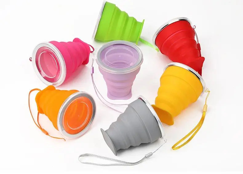 Folding Cups BPA FREE Food Grade Water Cup Travel Silicone Retractable Coloured Portable Outdoor Coffee Handcup