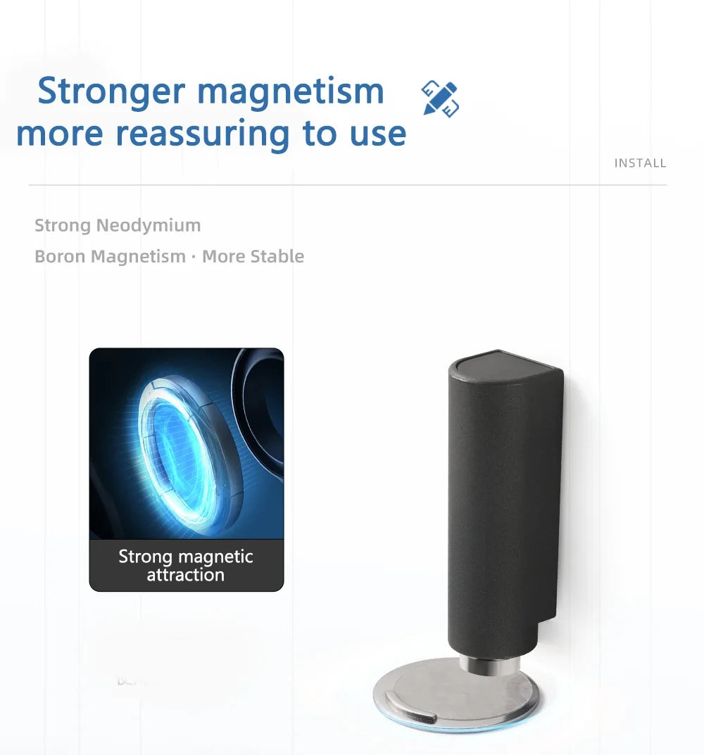 Door Stop Magnetic Door Stopper Milk White Black Nail Free Door Base Door Hardware Close Prevention Door Closer Bumper Block