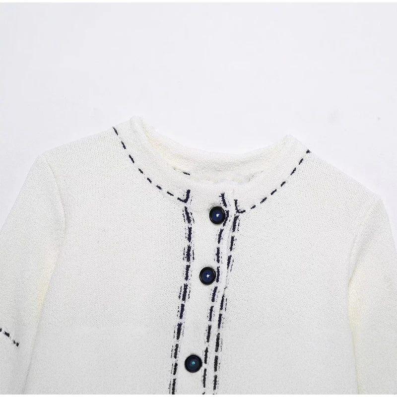 Elegant Unique Button Women's Cardigan Casual O-neck Knitted Single Breasted Sleeveless Blouse Female Summer Lady Office Wears