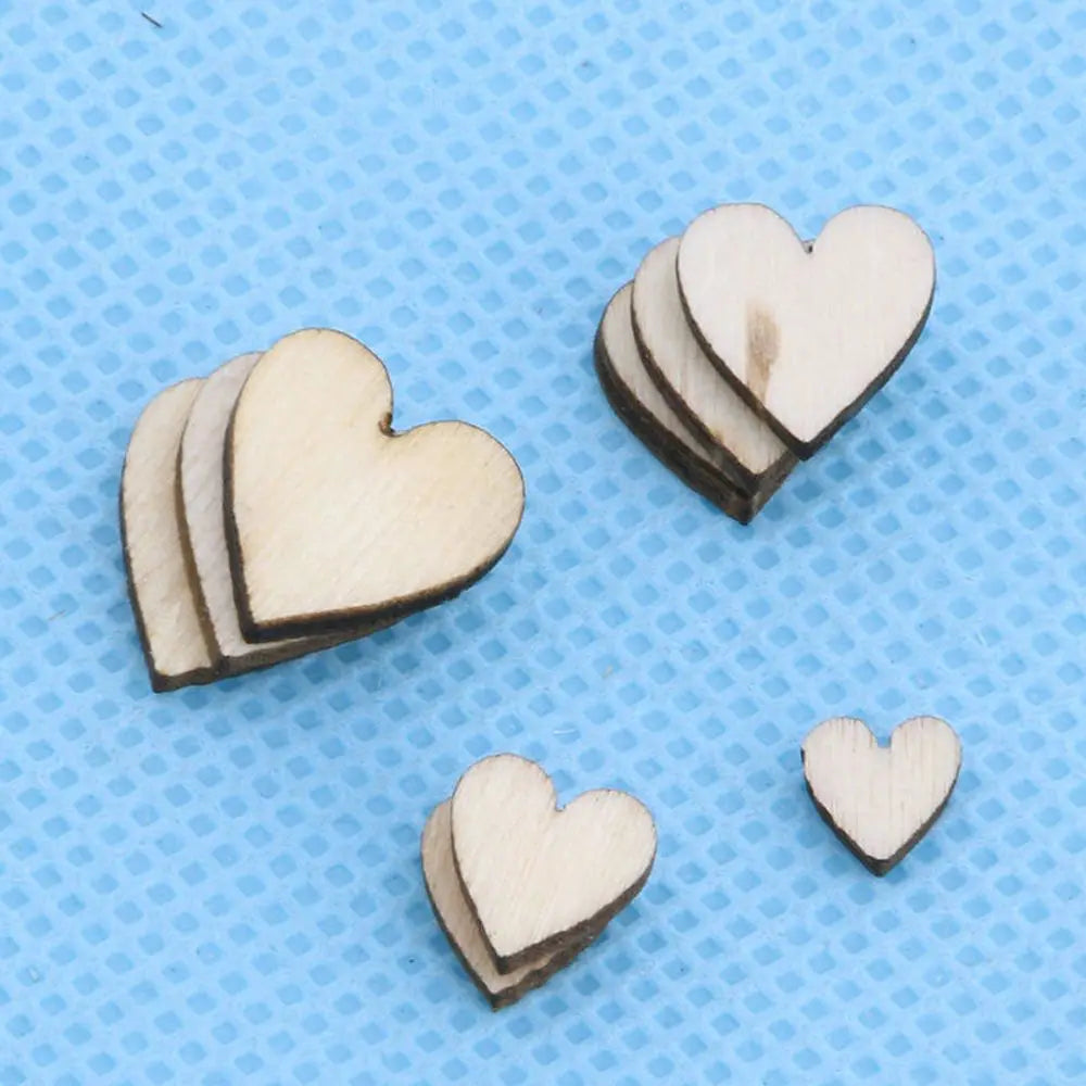 100Pcs Wooden Love Heart Table Scatter DIY Crafts Accessories Wedding Decoration Accessories Cute Home Sewing Accessories
