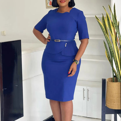Office Dresses for Ladies 2024 Latest Summer Simple Elegant Half Sleeve Formal Church Dress Women Knee Length Pencil Peplum Dres