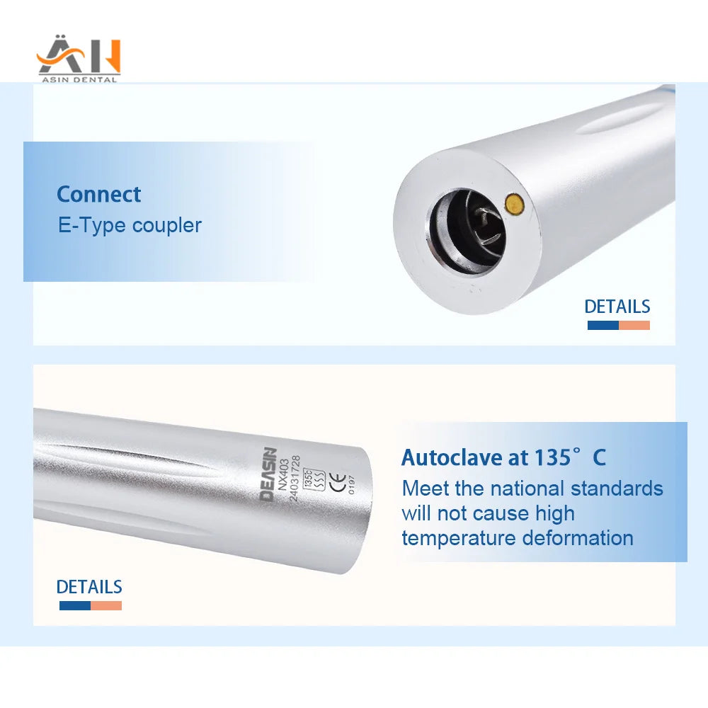Dental LED Light inner 1:1 Ratio Contra Angle E-generatorLow Speed Handpiece Inner Water Spray E-Typle coupler