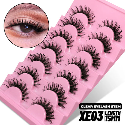 GROINNEYA Lashes 5/7 Pairs Wispy Mink Lashes Invisible Band Eyeashes Look Like Extensions Strip Lashes Natural Look Soft Fluffy