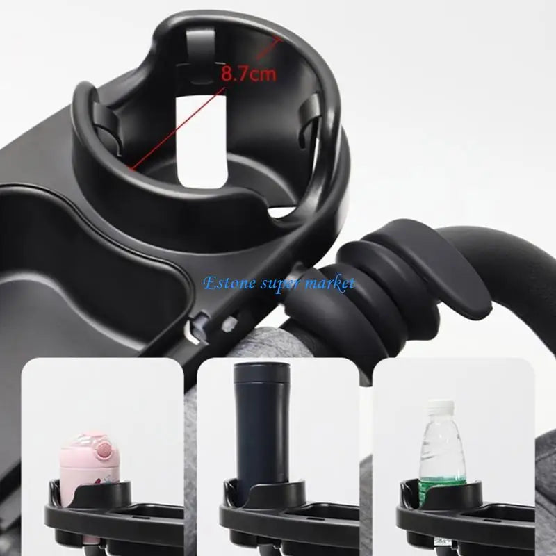 090B 3 in 1 Strollers Milk Bottle Cup Holder for Snacks & Drink Strollers Tray Phone Holder Detachable Tray