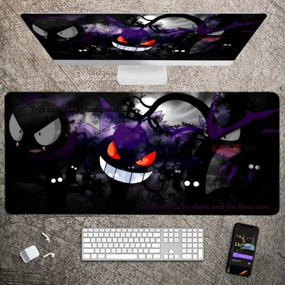 MINISO P-Pokemon-Gengar Grande Mousepad Large Gaming Mouse Pad Lock Edge Thickened Computer Keyboard Table Desk Mat