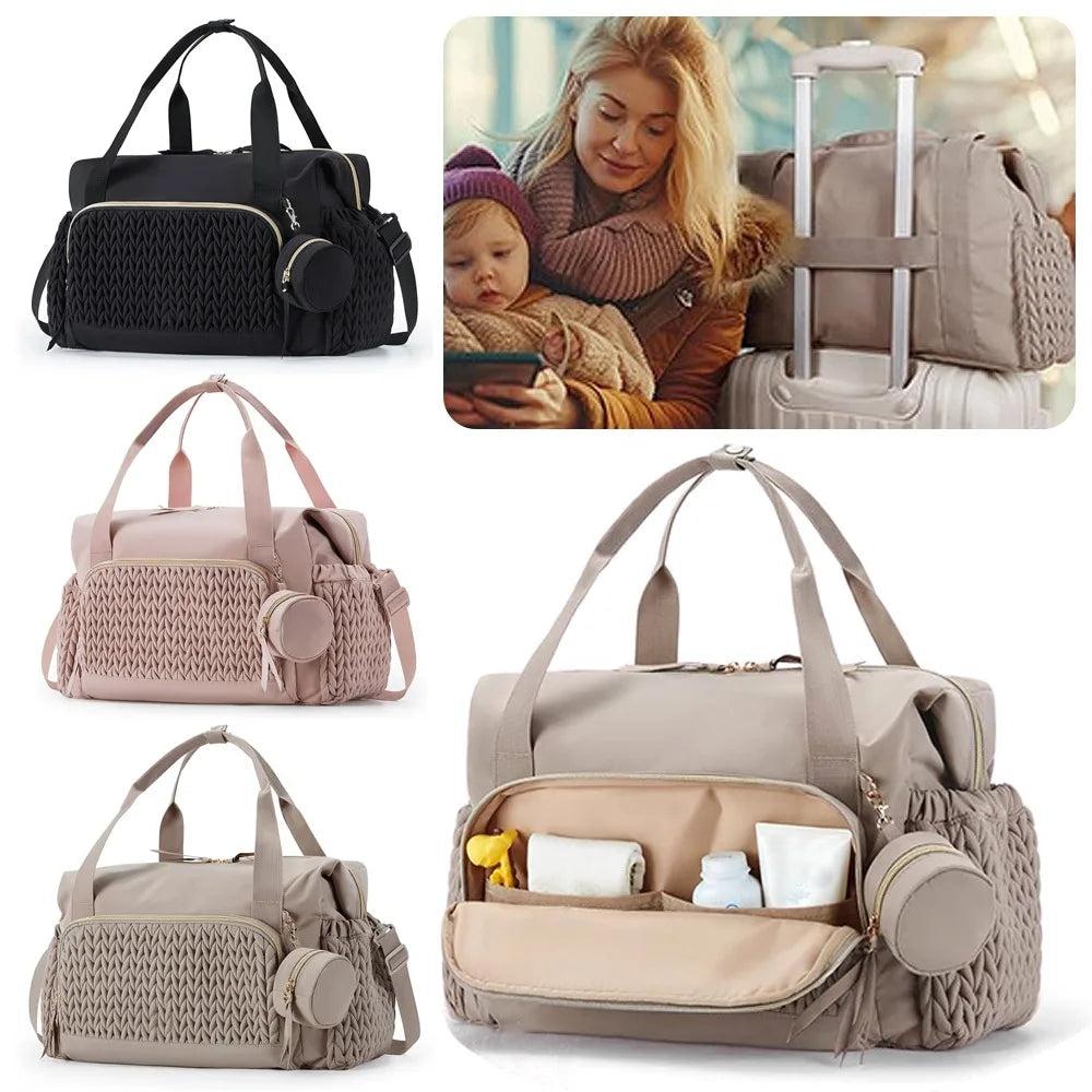 Multifunction Mommy Diaper Bag with Insulated Pocket Changing Pad Portable Baby Diaper Bag Large Capacity Nappy Waterproof Bag