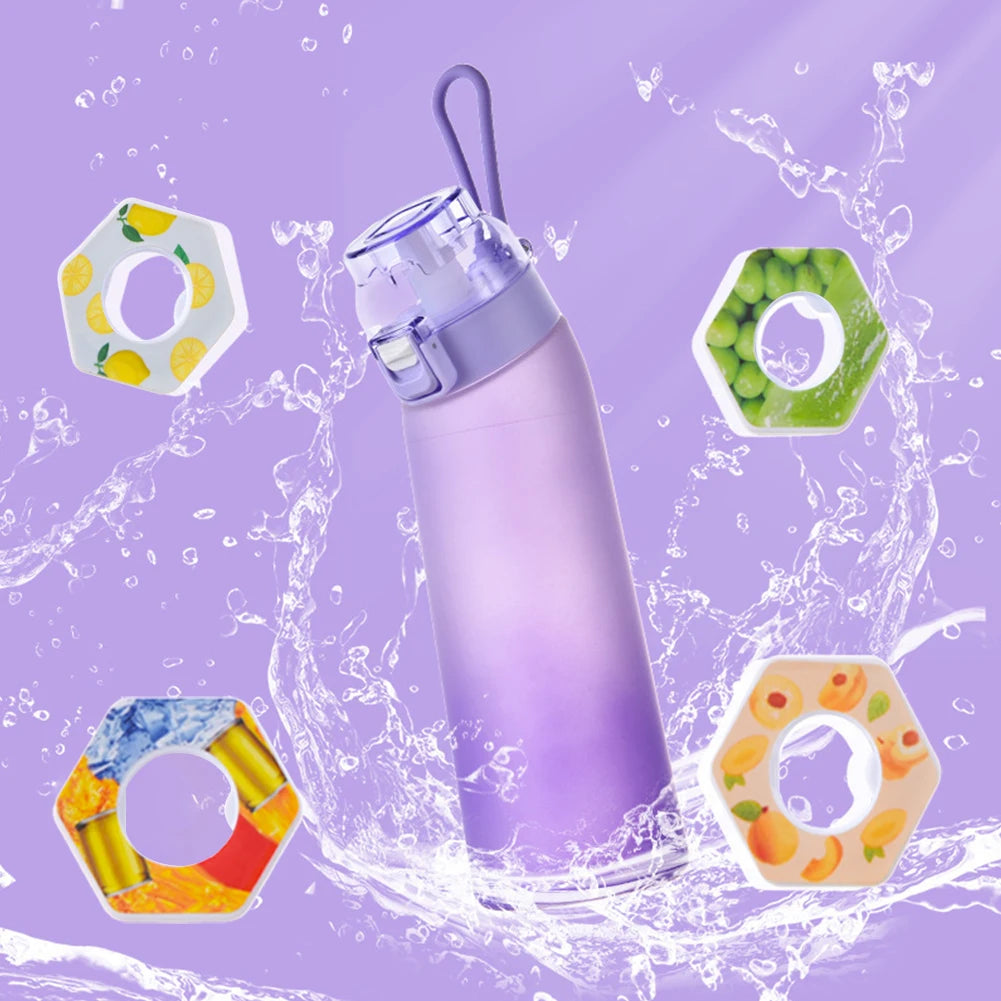 650ML Scent Flavored Water Bottle Leak-Proof with 7 Flavor Pods Air Water Up Bottle Portable for Travel Climbing Hiking