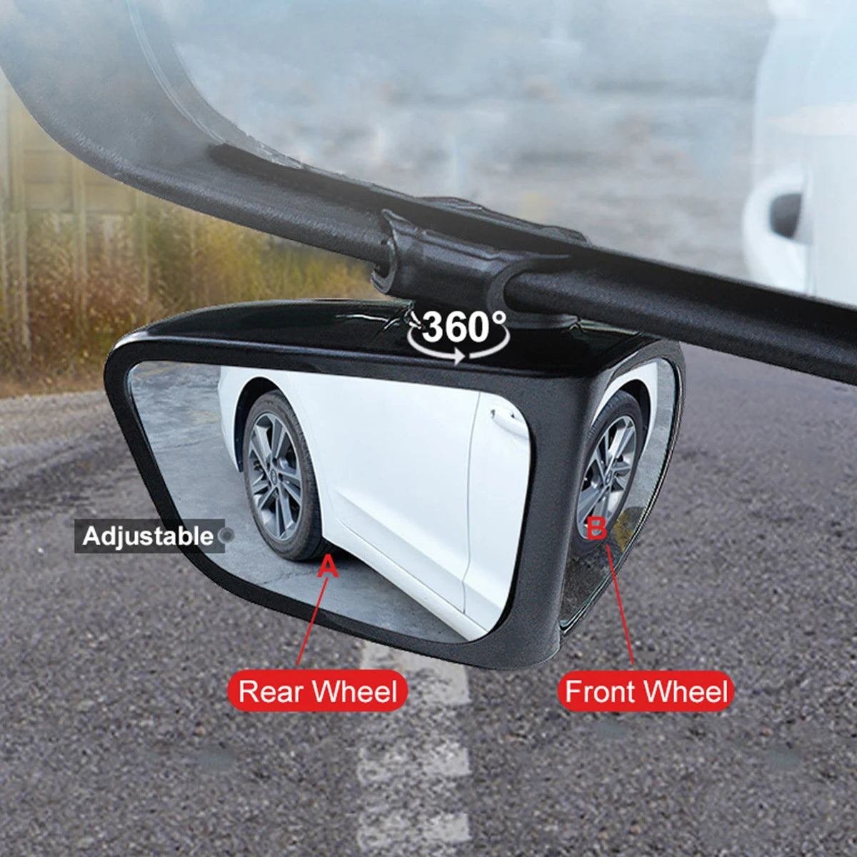 2Pcs Car Blind Spot Rear View Mirror 360° Rotation Adjustable Auxiliary Rearview Mirrors Auto Rear View Parking Safety Driving