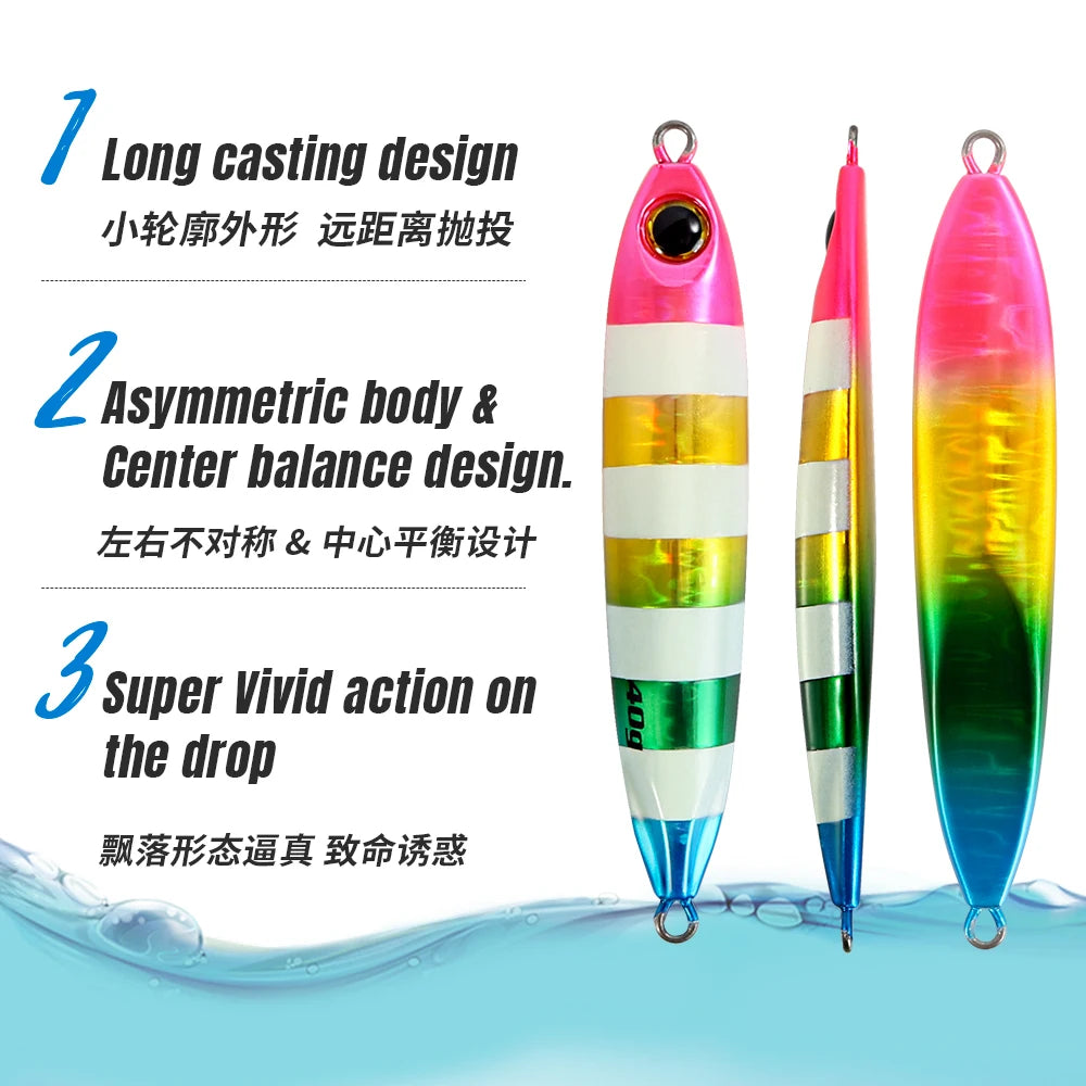 JIGGING PRO 40g 60g Slow Blatt Cast Slim Shore Jigging Lure Long Cast Metal Jig Fishing Bait